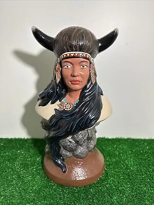 Vintage Native American Woman Ceramic Terracotta Hand Painted Figurine 12 1/2” • $19.50