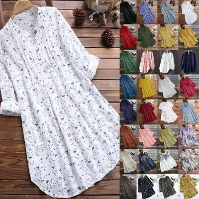 £12.49 • Buy Plus Size Women Cotton Linen T-Shirt Dress Ladies Casual Baggy Tunic Tops Blouse