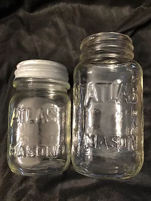 Atlas Mason Jar 24 Oz. Square  Logos And Measurements And Atlas Mason Pint Jar • $5