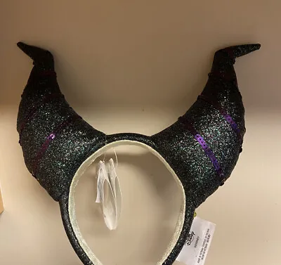 Disney 2023 Sleeping Beauty Maleficent Horned Black Purple Ears Headband NEW! • $31.83