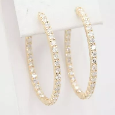 3Ct Round Cut Moissanite Diamond Inside-Out Hoop Earrings 14K Yellow Gold Plate • $111.99