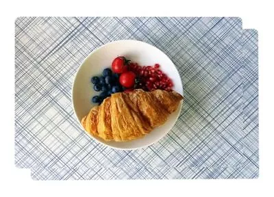 Faux Leather PVC Placemats Of 2 Easy-to-Clean And Stylish Striped (Grey 2)  • $9.98