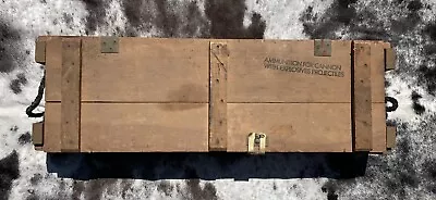 US MILITARY WOOD CRATE AMMO FOR CANNON BOX WOODEN STORAGE CONTAINER 38 X 12 X 7  • $49.95