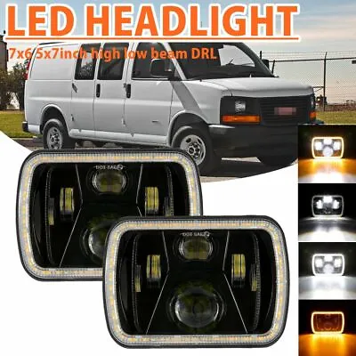 AUXBEAM 2x 7x6  LED Headlights Hi/Lo Turn Signal For Chevrolet Jeep Cherokee XJ • $65.99