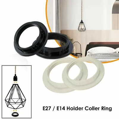 2 X Black Or White Light Shade Collar Ring Adaptor E27 / E14 Lamp Bulb Holder • £4.89