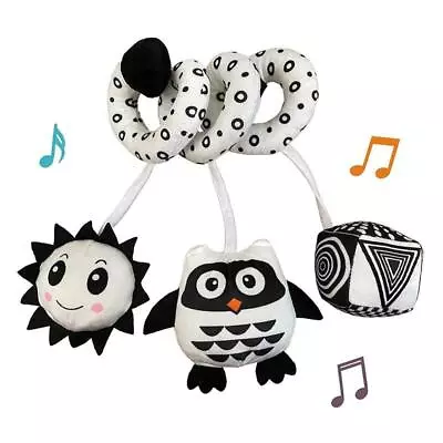 Hanging Toys Car Seat Crib Mobile Infant Baby Spiral Plush Bed Stroller Bar Blac • $15.99