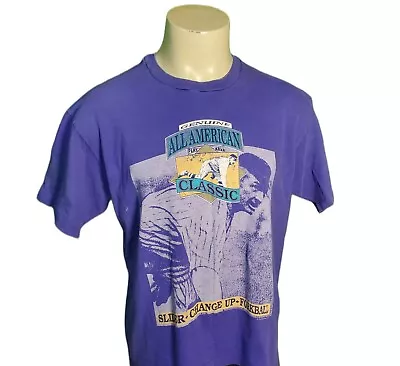 Vintage 90s Baseball Classic Single Stitch Purple T- Shirt Mens Large Retro  MLB • $7.99