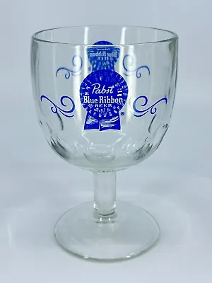 1 Vintage Pabst Blue Ribbon Heavy Glass Beer Thumbprint Goblet Mug Pint Glass • $7.99