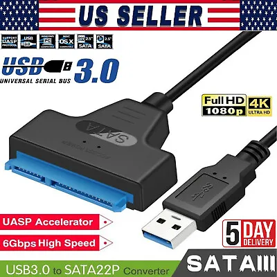 SATA To USB 3.0 Adapter Cable For 2.5  Converter Hard Drive HDD Data Transfer • $8.99
