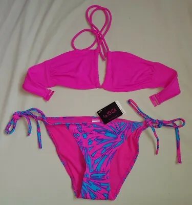 Gorgous Pink And Blue LA SENZA Halterneck Bikini Top Bottom Set Size 8 (KT) • £6.99