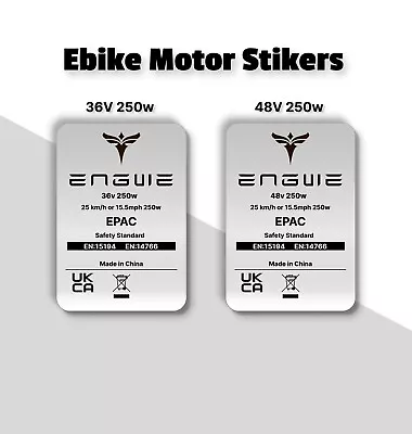 5x EPAC 250w 15.5mph Engwe EBike Legal Motor Silver Sticker Decal Bycicle • £5