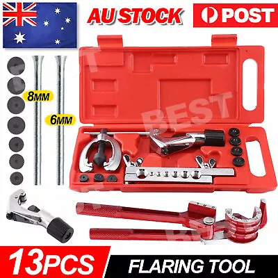 $32.65 • Buy 13Pcs Brake Air Line Double Flare Flaring Tool Kit Set + 3 In 1 Tube Pipe Bender