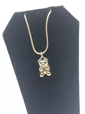 Gold Tone Teddy Bear Pendant Necklace - Closeout • $7