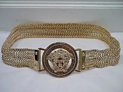 NEW VERSACE Medusa Medallion Buckle Gold Metal Wide Chain Belt  • $1150