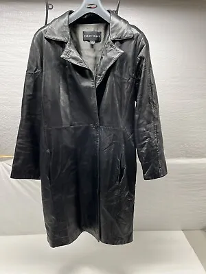 Ellen Tracy Women's Large Black Leather Jacket Coat Button Down • $27