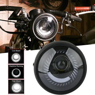 6.5'' Led Headlight DRL For Cafe Racer Bobber Motorcycle Spiral White Hi/Lo Beam • $31.59