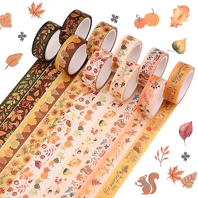 10 Rolls Fall Washi Tape SetAutumn Leaves Patterned Decorative Masking Tape • $13.19