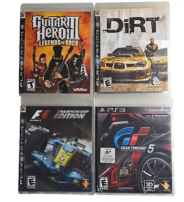 LOT OF 4 Playstation 3 PS3 Video Games Guitar Hero DiRT Formula 1 Gran Turismo 5 • $35