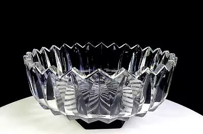 Polish Crystal Sawtooth Rim Clear Petal Cut Vintage 8 1/4  Bowl 1950-1980 • $42.47
