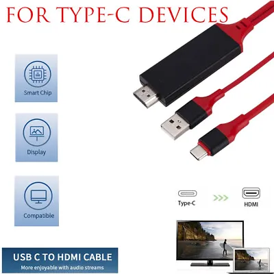 USB-C Type C To HDMI HDTV TV Adapter Cable For Android Phone Samsung Huawei LG • £10.79