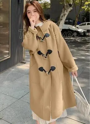 Womens Fashion Korean Style Winter Hood Long Sleeve Loose Wool Coats Overcoats • $139.36