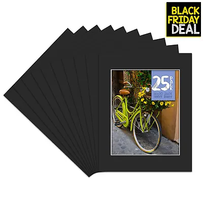 Pack Of 25 16x20 Black Picture Mats With White Core Bevel Cut For 11x14 Photo • $43.44