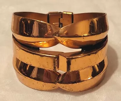 Vintage MCM Signed Renoir Solid Copper Hinged Clamper Bracelet  • $19.99