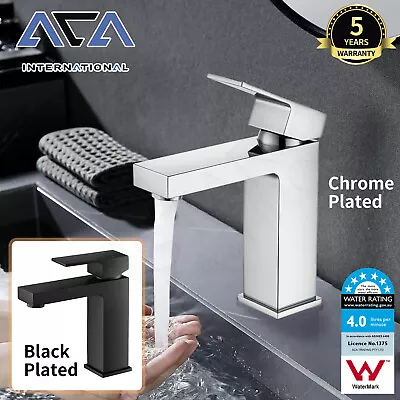 Bathroom Sink Vanity Basin Mixer Tap Brass Faucet Square Spout Chrome Black WELS • $85