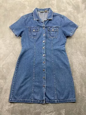 Vintage St. John's Bay Dress Women's 10M Blue Denim Classiccore Retro 90s Punk • $22.49