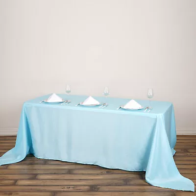 BLUE Polyester 90x132  Rectangle TABLECLOTHS Wedding Party Supplies Linens • $11.78