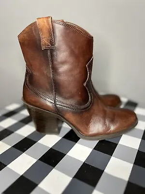 Antonio Melani Women's Size 8.5M Shoes Brown Leather Career Ankle Boots • $20