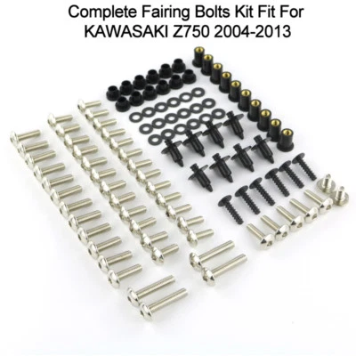 $31.67 • Buy Fit For 2004-2013 Kawaski Z750 Z 750 Complete Fairing Bolt Body Screw Kit Silver