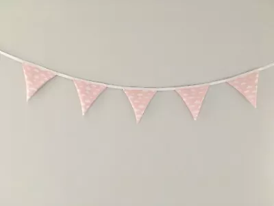 Handmade Bunting Pink Clouds Nursery Bedroom New Baby Shower Girl Children • £4.99