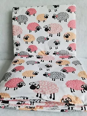 2 3 4 5 Pc Bedding Set Nursery Baby 100% Cotton For Cot Bed Pink Grey Sheeps • £10.99