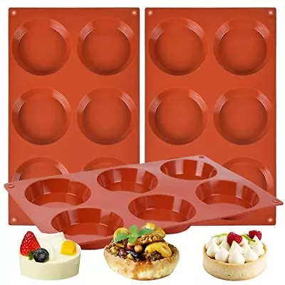 3 Pack Silicone Muffin Top Pans For Baking/Non-Stick 3 Inch 6-Cavity Round Si... • $20.56