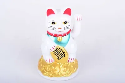 5  Tall Fortune Lucky Gold Cat Kitten Feng Shui Wealth Waving Maneki Beckoning • $8.59