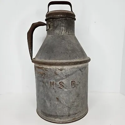 Vintage Antique WSD Milk Jug Dairy Farm Steel Grey Metal Can Pitcher Decorative  • $99.99