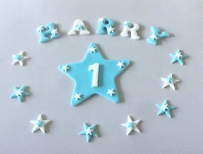 Edible Sugar Icing Name Age Star Blossom Flowers Plaque Set Cake Toppers • £8.45