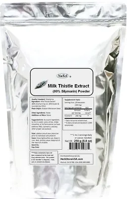 NuSci Milk Thistle Extract 80% Silymarin 250 G (8.8 Oz Flavonoids Support Liver • £34.65