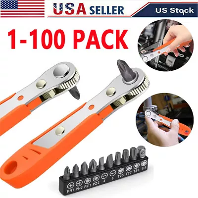 Ratcheting Right Angle Screwdriver Hex Drive 90 Degree Offset + 10pc Bits Set! • $338.75