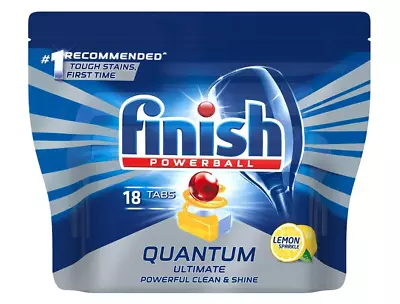 Pack Of 18 Dishwasher Tablets Finish Powerball Quantum Ultimate Lemon Sparkle • $23