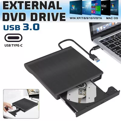 External CD/DVD Drive Disk Player For USB 3.0 Laptop PC MacBook Windows Type-C • $18.99