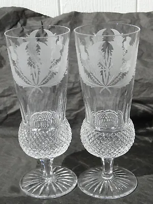 £179.99 • Buy Edinburgh Crystal Thistle Pair Of Champagne Flute Glasses 17.5cm Signed