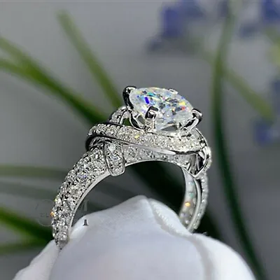 2.5 CT Round Cut Fancy Moissanite Engagement Ring Solid 14k White Gold For Women • $230.48