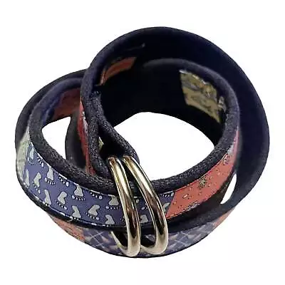 VINEYARD VINES Patchwork D-Ring Belt Navy Blue Trim Canvas Large Cape Cod EUC  • $50