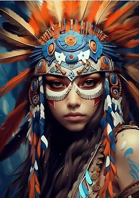 Native American Female Print 16x20 Canvass Wall Art Stylized Home Décor Limited  • $33.99