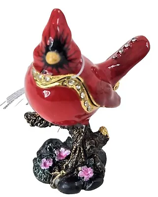 Trinket Box  Cardinal Bird  Bejeweled Enamel  Rhinestones NEW. FREE SHIPPING!!  • $24.93
