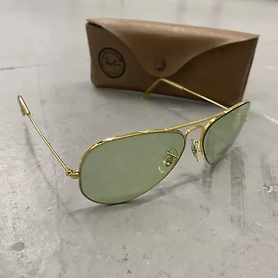 Vintage Ray Ban B&L Green Changeable Photochromic Aviator Sunglasses 58mm RARE • $249.99