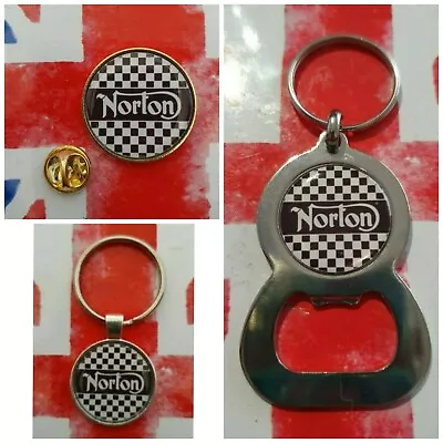 Norton Checkered Flag Uk Cafe Racer Biker Motorcycle Pin Keyring Bottle Opener • £5.99