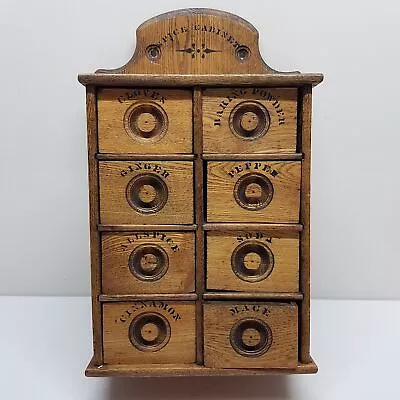 Antique Oak 8 Drawer Spice Cabinet/Rack • $20.50